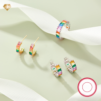 wholesale S925 Sterling Silver Cross-Border Hot-Sale Vintage Elegant High-End Hoop Earrings Rainbow Ear Earring Ring Jewelry Set-Earring style 1 Gold 925 silver