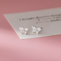wholesale 925 Sterling Silver Fresh and Sweet Ins-style Small and Unique Exquisite Diamond-inlaid Butterfly Stud Earrings M06315-0-2