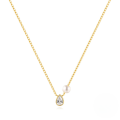 wholesale S925 Sterling Silver Classic Teardrop Crystal Pearl Pendant Necklace-0-0