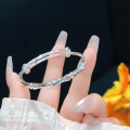 wholesale 999 Sterling Silver Bow Middle-to-Older Children's Bracelet for Girls, Elementary School Kids, Silver Jewelry, Single Piece-0-1