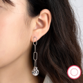 wholesale S925 Sterling Silver Women's Double Hoop Beaded Earrings Minimalist Smooth High-End Round Bead Earrings Cross-Border Best-Seller-0-3