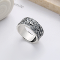wholesale S925 Silver Cloud Chamber Xuan Retro Matte Antique Style Cloud Pattern Relief Inner Wall Ancient Text Fashion Creative Design Open Ring-0-0