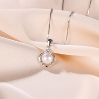 wholesale S925 Sterling Silver Korean Fashion Elegant and Sophisticated Zircon Necklace with Cultured Freshwater Pearl Pendant for Women Wholesale-Pearl Pendant - Without Chain 925 Silver