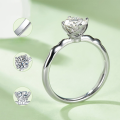 wholesale S925 Sterling Silver Four-Prong Round D Color Moissanite Ring with Certificate, 1 Carat Moissanite Engagement Ring-0-3