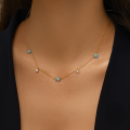 wholesale S925 Sterling Silver Flower Zircon Accent Layering Necklace, Turquoise Simple Collarbone Chain-0-2