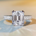 wholesale S925 Sterling Silver Ring with Emerald Cut Princess Square Cathedral Setting Diamond Ring for Women, Non-Tarnish Wholesale-0-0