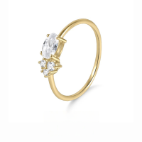 wholesale S925 Sterling Silver Plated Moissanite Golden Dawn Series Small Index Finger Ring, A Popular Cross-Border Gift for Women-Small Moissanite Ring  US Size 7 (Domestic Size 15)