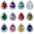 wholesale S925 Sterling Silver Natural Stone Zircon Teardrop Earrings for Women, Versatile Teardrop Earrings, Heart-shaped Jewelry, Niche Wholesale-0-0