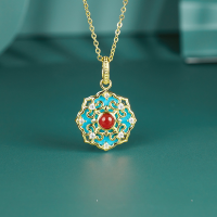 wholesale S925 Sterling Silver Turquoise Necklace, New Chinese Style Dunhuang-inspired Collarbone Chain, High-end Luxury Versatile Women's Wholesale Necklace-Sterling Silver Necklace>925 Silver