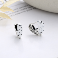 wholesale S925 Sterling Silver Milk Pattern Totem Patchwork Heart Ear Clasp Retro Fresh Sweet Lady Style Ear Accessories-279FR/approx. 6.3g 925 silver