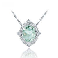 wholesale S925 Sterling Silver Natural Multicolored Amethyst Pendant Necklace, Fashionable and Luxurious High-End Gemstone Pendant-Natural green amethyst necklace pendant