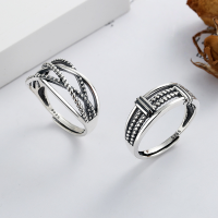 wholesale S925 Sterling Silver Retro Vintage Thai Silver Multi-Layer Twisted Cross Geometric Ring for Men and Women Trendy and Unique-YFJ316/A model is about 2.9 grams. The opening is adjustable.