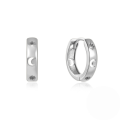 wholesale S925 Sterling Silver Geometric Zircon-inlaid Star And Moon Ear Hoops,。-0-11