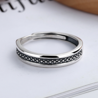 wholesale S925 Sterling Silver Geometric Minimalist Open Adjustable Ring for Women, Japanese Korean Retro Fashion Creative Niche Design-YJ269/approx. 2.2g Adjustable opening