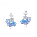 wholesale 925 Sterling Silver, New Korean Style Blue Iris Earrings, Small Floral Stud Earrings, Ins Style Luxury Openwork Enamel Earrings-0-0