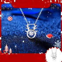 wholesale S925 Sterling Silver Forest-inspired Deer with You Exquisite Inlaid Necklace for Women, Elegant Antler Collarbone Chain Christmas Gift-A Deer With You Inlaid Necklace/Approx. 2.82g>TL006252 Sterling Silver