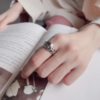 wholesale S925 Sterling Silver Irregular Bumpy Surface Ring, Trendy Hip-Hop Hip Hop Unisex Statement Ring-578J/approx. 3.4g Adjustable opening
