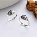 wholesale S925 Sterling Silver Vintage Matte Enamel Resin Little Koi Fish Ring, Year of Abundance Ring-0-0