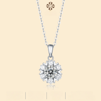 wholesale S925 Sterling Silver Necklace with 5 Carat Moissanite Romantic Snowflake Pendant Including Chain Gift Jewelry Source Direct Wholesale-Special 5 carat Moissanite diamond