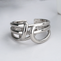 wholesale S925 Sterling Silver Korean Dongdaemun Multi-Layer Twisted Crossover Open Ring Women's Minimalist-0-2