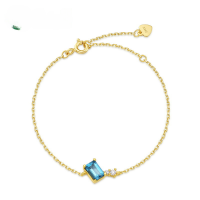 wholesale S925 Sterling Silver New Japanese and Korean Minimalist Style Bracelet for Women with Inlaid London Blue Topaz from Source Manufacturer-10K gold + swimming paint  925 silver