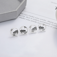 wholesale S925 Sterling Silver Retro Vintage Chinese Style Hollow-Out Auspicious Clouds and Moon Earrings Ethnic Exquisite Versatile Stud Earrings-509RM matte/approx. 2.2g/pair 925 silver