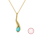 wholesale S925 Sterling Silver Natural Stone Turquoise Pendant Necklace for Women, Versatile High-End Minimalist Niche Jewelry-0-116