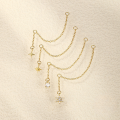 wholesale S925 Sterling Silver Long Chain Earrings With Star-shaped Zircon Accents-0-3