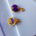wholesale S925 Sterling Silver Gold-Plated Inlaid Natural Charoite Beads DIY Bracelet Necklace Pendant Spacer Bead Accessories-0-6