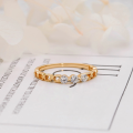 wholesale S925 Silver Plated 14K Gold French Sweet-Cool Style Irregular Hollow-Cut White Zircon Ring-0-3