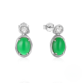 wholesale 925 Sterling Silver New Classic Luxury Zircon-encrusted Emerald Stud Earrings,。-0-4