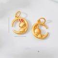 wholesale Metal ancient method gold peace, health, wealth, and fortune goldfish, rabbit, money bag, spoon DIY accessories bracelet string weaving beads-0-3