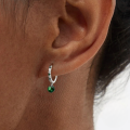 wholesale S925 Sterling Silver Super Sparkling Zircon Emerald Gemstone Hoop Earrings-0-2