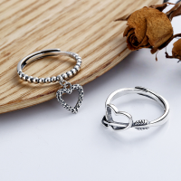wholesale S925 Sterling Silver Ins Style Personalized Cupid Heart Ring, Korean Minimalist Simple Temperament Aloof Adjustable Ring-YJ236/B model is about 1.9 grams. The opening is adjustable.