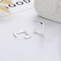 wholesale S925 Sterling Silver Trendy Korean-style New Square Design Statement Earrings, Versatile for Commuting, Unisex Cool Wind Ear Accessories-0-0