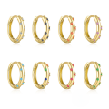 wholesale S925 Sterling Silver Classic Colorful Zircon-encrusted Hoop Ear Clasp Earrings, A Popular。-0-0