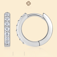 wholesale 925 Sterling Silver Fashionable and Popular Moissanite Hoop Earrings for Cross-Border Style, Luxurious High-End Elegance-Moissanite 1.5mm/14 pieces
