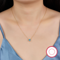 wholesale S925 Sterling Silver Minimalist and Sophisticated Women's Collarbone Necklace with Colored Square Zirconia Pendant, Cross-Border Hot-Sale Jewelry-0-2