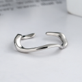wholesale S925 Sterling Silver Korean-style Geometric Open Ring INS Euro-American Minimalist Water Ripple Pattern, Simple and Versatile-0-2