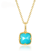 wholesale S925 sterling silver wholesale necklace with autumn/winter new Japanese-Korean lightweight luxury style minimalist geometric amazonite pendant-10K gold + swimming paint (pendant does not include chain)  925 silver