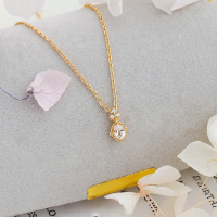 wholesale S925 Silver Plated 14K Gold Japanese Style Gentle Morganite Necklace, Winter New Collection by Dunli Jewelry-Morganite Necklace 925 Silver