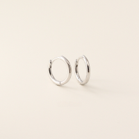 wholesale S925 Sterling Silver Minimalist Korean Plain Circle Round Ear Studs Light Surface Multiple Sizes Stackable Ear Hoops-8mm white gold (original medium)  925 silver