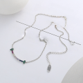wholesale S925 Sterling Silver Creative Smiley Face Colorful Zircon Necklace, Trendy and Versatile Daily Wear Collarbone Chain-0-1