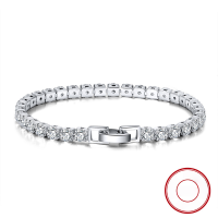 wholesale S925 Sterling Silver 4mm Single Row Square Diamond Bracelet Korean Elegant Jewelry Wholesale-14K gold 4.0 zircon, bracelet length: 16.5CM 925 silver