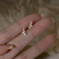 wholesale S925 Sterling Silver Mini Earring Delicate Wheat Vine Cute Diamond Inlaid Leaf Earrings for Women M02163-0-2