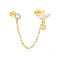 wholesale S925 Sterling Silver Geometric Evil Eye Zircon Earrings With Crystal Accents-Single gold#1&gt;925 silver