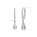 wholesale S925 Sterling Silver Gold Plated 1 Carat Pear Shape Earrings with Full Moissanite, Amazon Best Seller-0-5