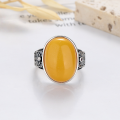 wholesale S925 Silver Retro Antique Beeswax Stone Chinese National Tide Palace Style Personality Light Luxury Trend Open Ring-0-2
