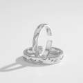 wholesale 925 Sterling Silver Couple Rings Korean Style Minimalist Design Unisex Matching Bands Adjustable Open Ring Wholesale-0-2