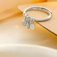 wholesale 925 Sterling Silver Rose Gold Color Pig Nose Ring Simple Fashion Chain Ring Stackable Ring for Women Wholesale-White-CBJZ149 No. 6